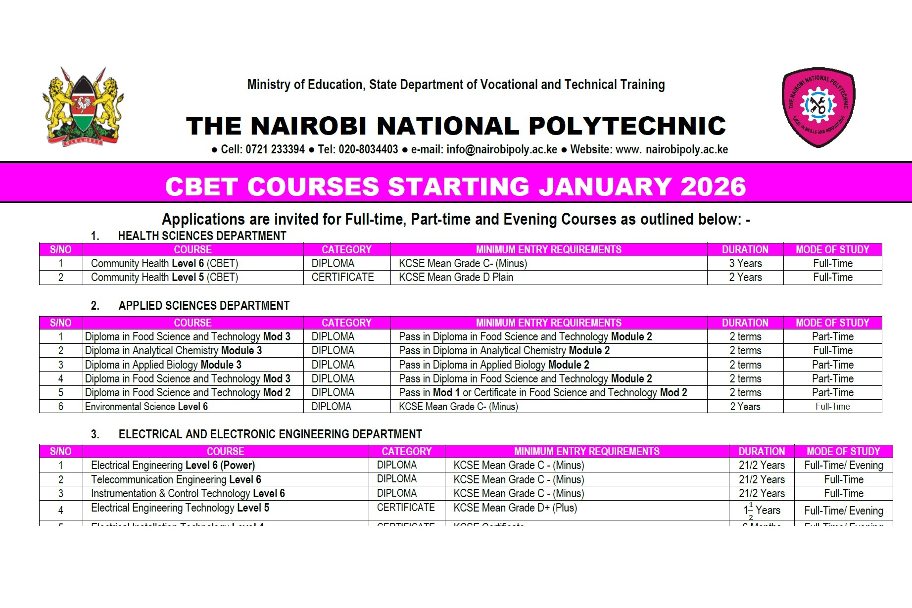 Intake Courses Jan 2026 Image