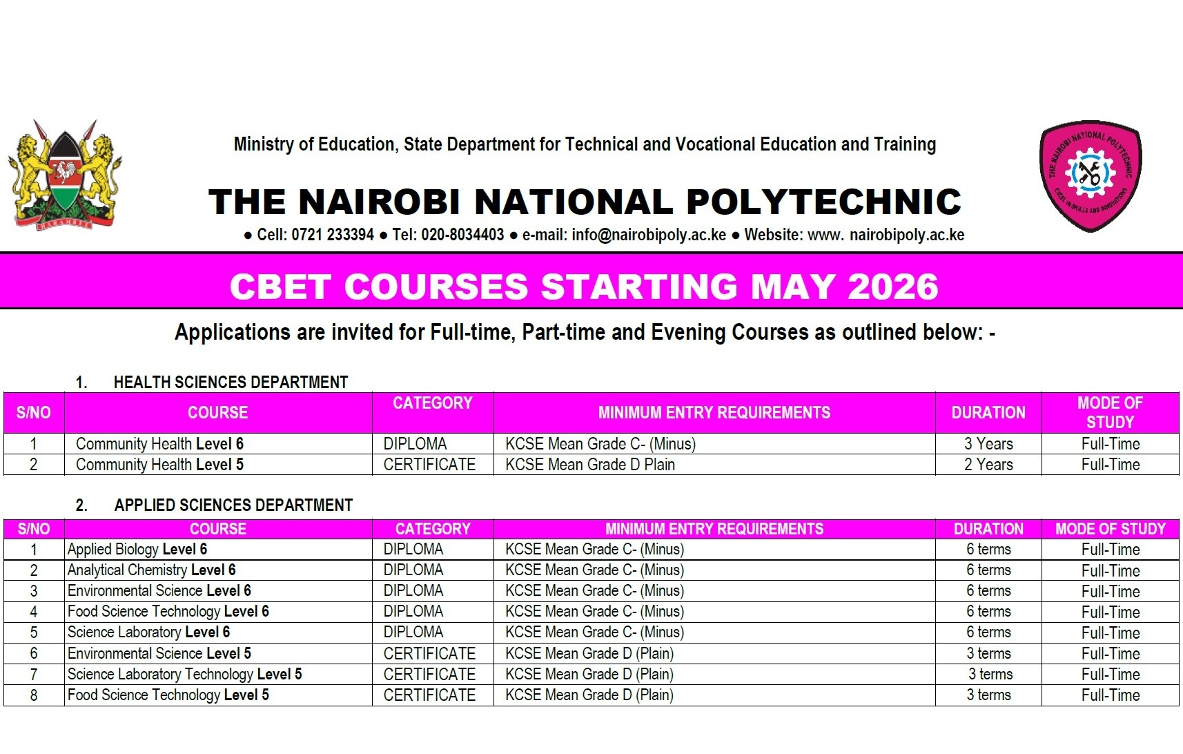 Application for May 2026 intake