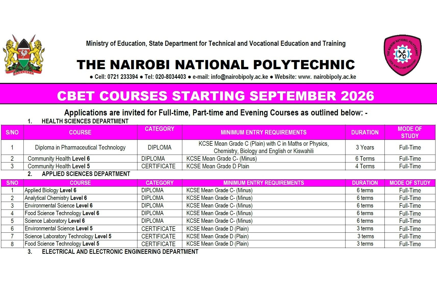 Application for Sep 2026 intake Image